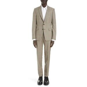 Dries Van Noten Men's Kayne Glen Plaid Wool Blend Suit in Sand Size 52 / US 42